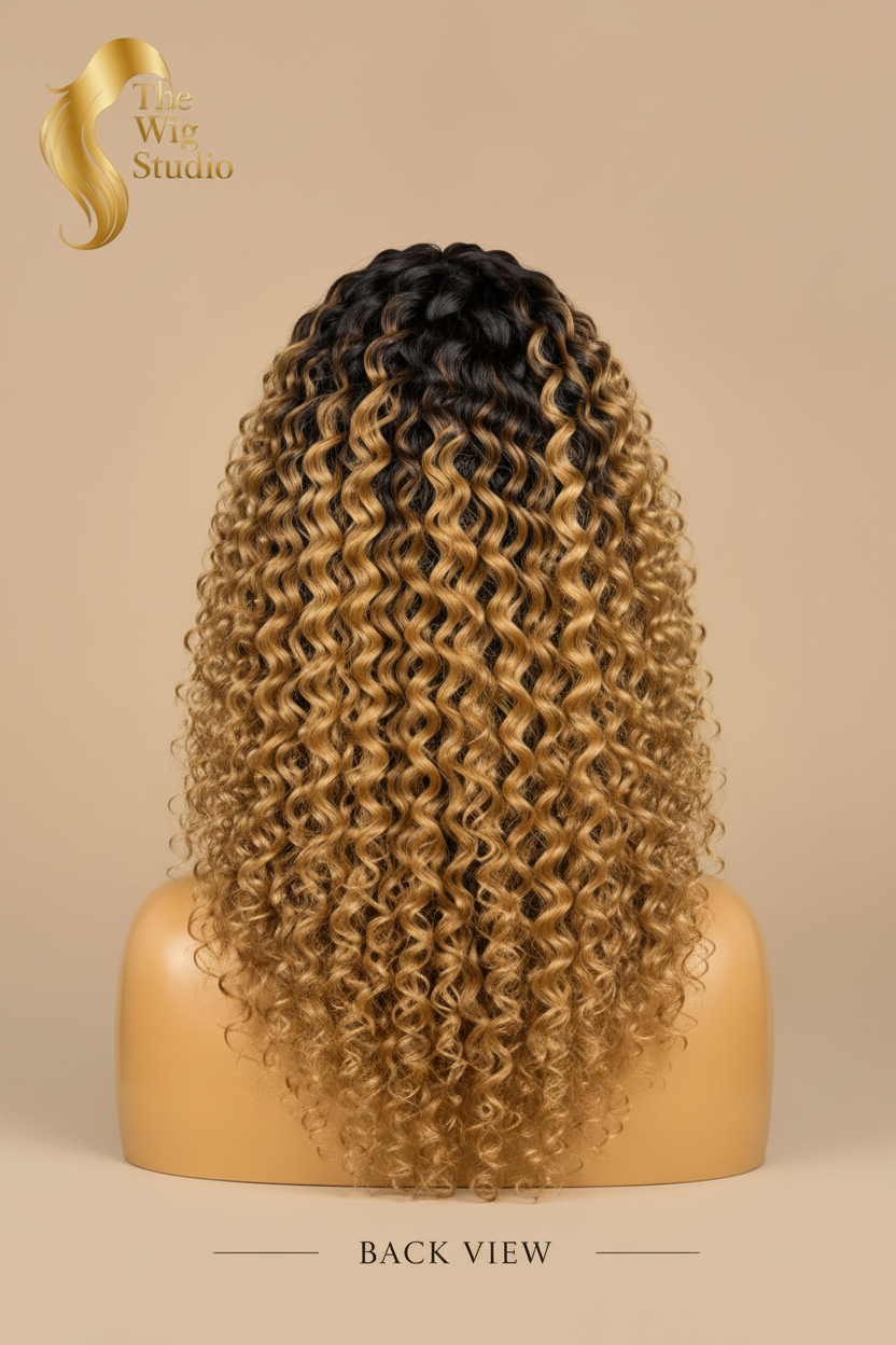 Honey Blonde Curly Ombré Human Hair Headband Wig