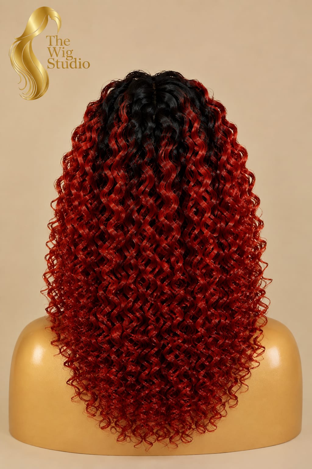 Ombre Red Curly Human Hair Headband Wig