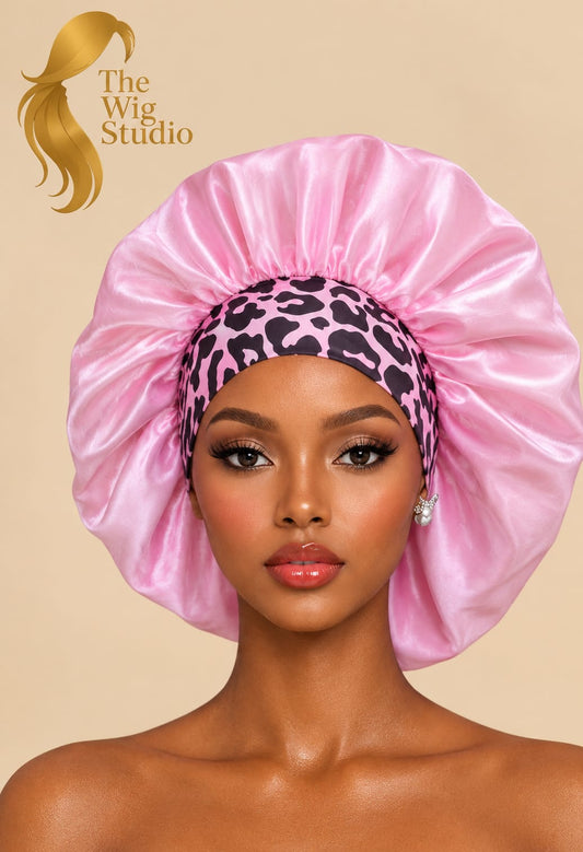 Leopard Print Silk Hair Bonnet